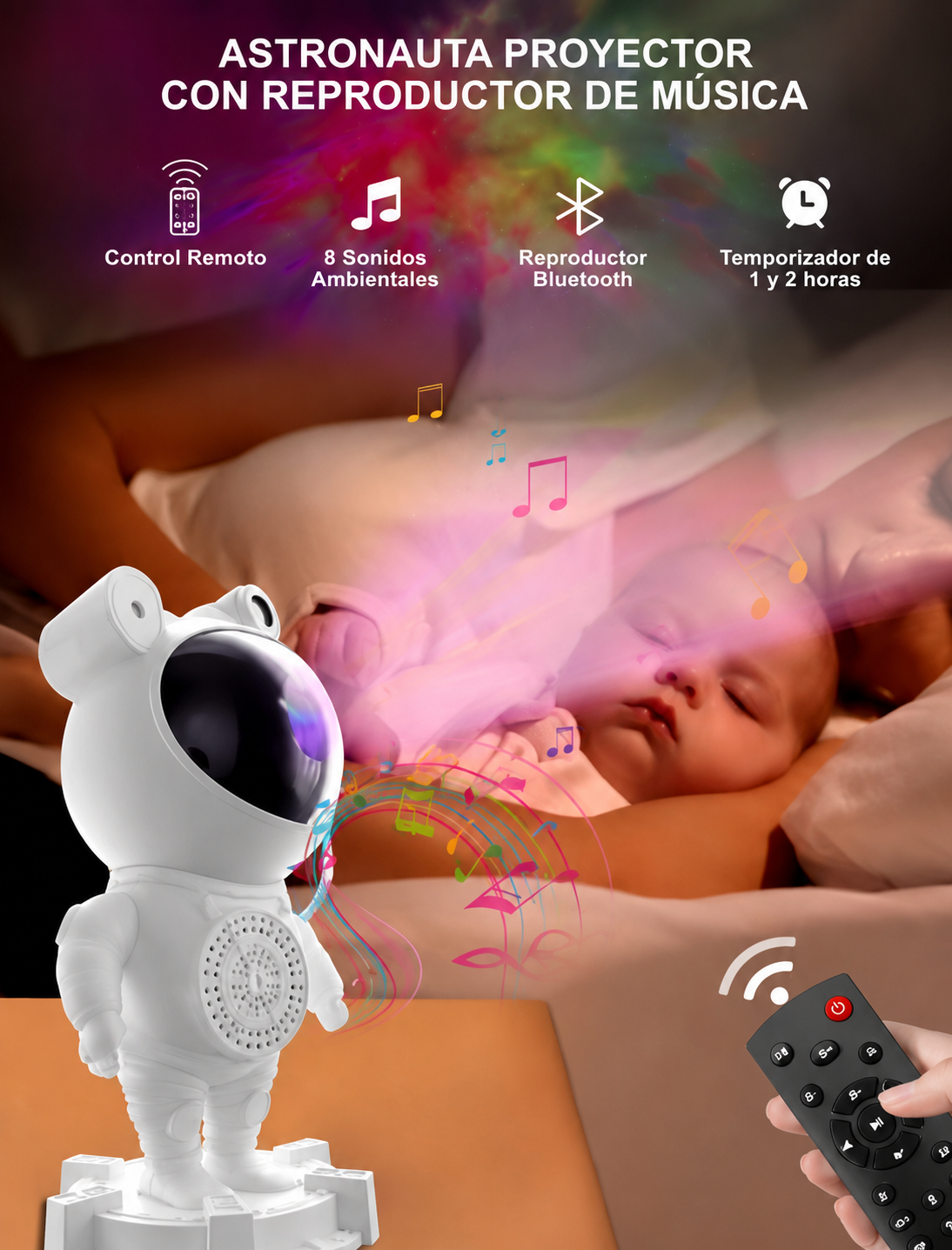 Proyector Astronauta Bluetooth Parlante